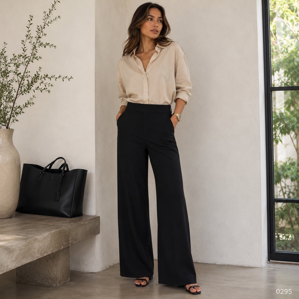 Gap Womens High Waisted Wide Leg Trousers Black Dress Pants Size 10 0295